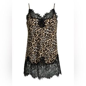 Revolve Gold Hawk Effortlessly Sexy Silk Velvet Leopard Lace Cami Medium NWT